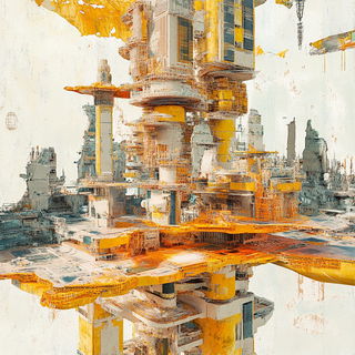 Ruinscript style, Midjourney V6.1: megacity with futuristic bioarchitecture