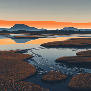 Astraclast style, Midjourney V6.1: realistic landscape photograph of quiet dawn