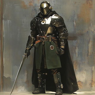 Cinematome style, Midjourney V6.1: concept art character design of retropunk steam knight