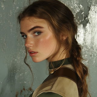 Cinematome style, Midjourney V6.1: photographic portrait of female protagonist
