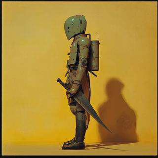 Cloudfall Ornithics style, Midjourney V6.1: concept art character design of retropunk steam knight