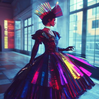 Carnivectra style, Midjourney V6.1: haute-couture fashion outfit