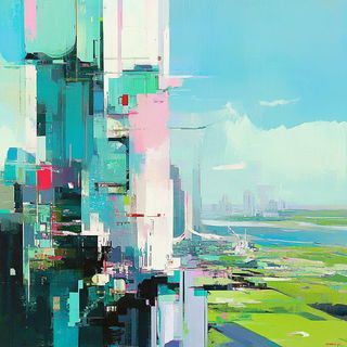 Chromamarl style, Midjourney V6.1: megacity with futuristic bioarchitecture
