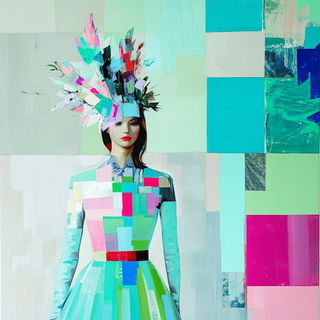 Chromamarl style, Midjourney V6.1: haute-couture fashion outfit