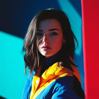 Scenocrypt style, Midjourney V6.1: photographic portrait of female protagonist