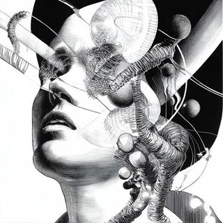 Inkstitch style, Midjourney V6.1: editorial illustration for popular scientific magazine cover