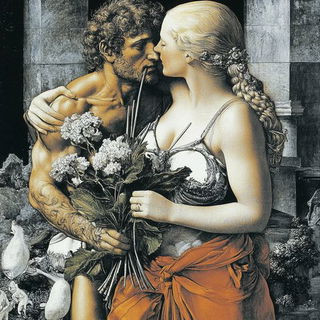 Inkstitch style, Midjourney V6.1: classical 18th-century oil painting