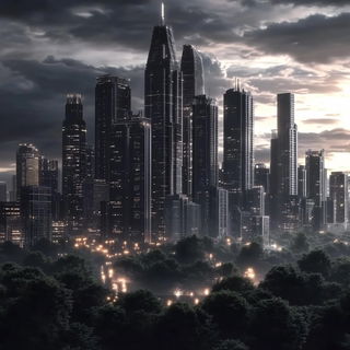 Tenebralign style, Midjourney V6.1: megacity with futuristic bioarchitecture