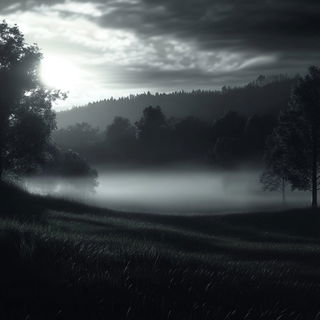 Tenebralign style, Midjourney V6.1: realistic landscape photograph of quiet dawn