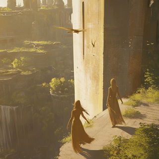 Mural Cipher style, Midjourney V6.1: retro fairy-tale illustration