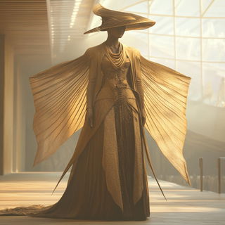 Mural Cipher style, Midjourney V6.1: haute-couture fashion outfit