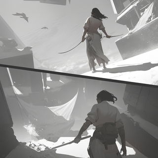 Mural Cipher style, Midjourney V6.1: black-and-white manga comic strip