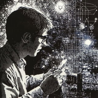 Pixelstrophe style, Midjourney V6.1: editorial illustration for popular scientific magazine cover