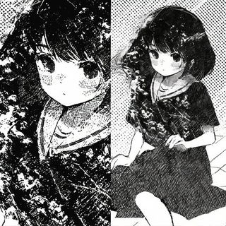 Pixelstrophe style, Midjourney V6.1: black-and-white manga comic strip