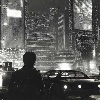 Pixelstrophe style, Midjourney V6.1: cinematic shot from sci-fi movie