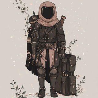 Orangewick Tapestry style, Midjourney V6.1: concept art character design of retropunk steam knight