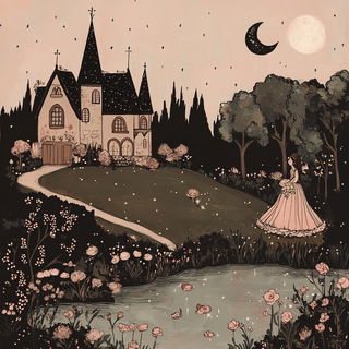 Orangewick Tapestry style, Midjourney V6.1: retro fairy-tale illustration
