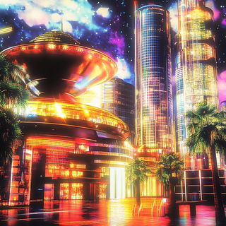 Morroway Motion Collective style, Midjourney V6.1: megacity with futuristic bioarchitecture