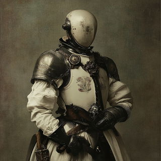 Cinderpanelism style, Midjourney V6.1: concept art character design of retropunk steam knight