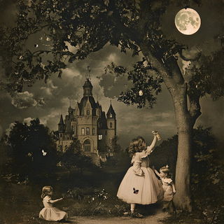 Cinderpanelism style, Midjourney V6.1: retro fairy-tale illustration