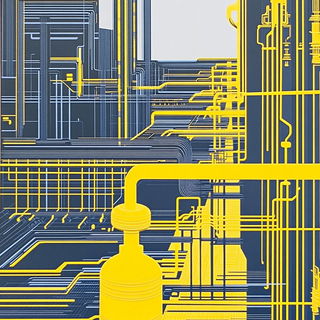 Fungiflux style, Midjourney V6.1: technical infrastructure blueprint schematics