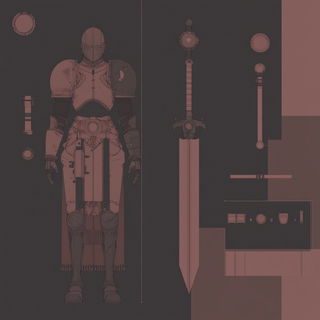 Sunlit Column Parade style, Midjourney V6.1: concept art character design of retropunk steam knight