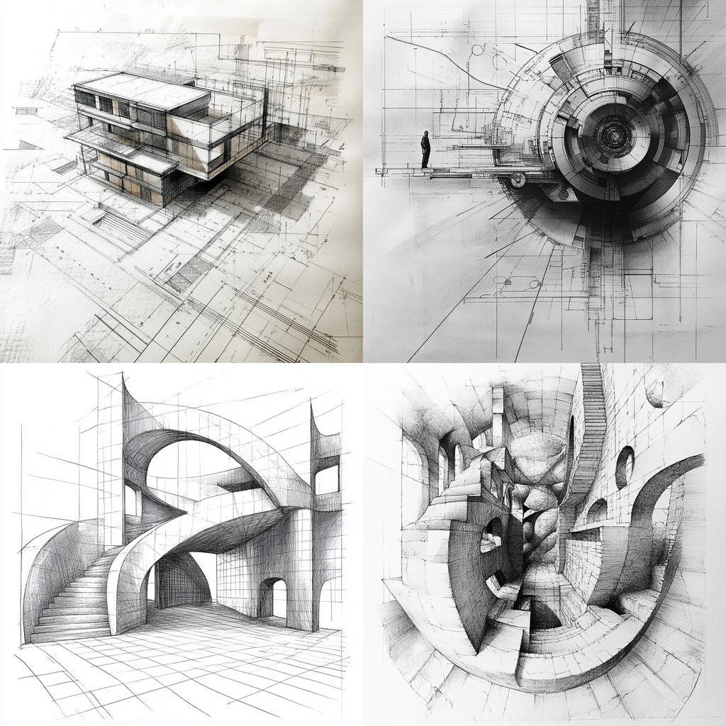 CAD drawing style, Midjourney V6.1, render 1 of 4
