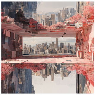 Sumi Overdye style, Midjourney V6.1: megacity with futuristic bioarchitecture