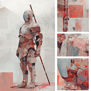 Sumi Overdye style, Midjourney V6.1: concept art character design of retropunk steam knight