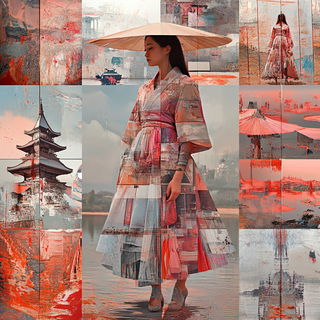 Sumi Overdye style, Midjourney V6.1: haute-couture fashion outfit