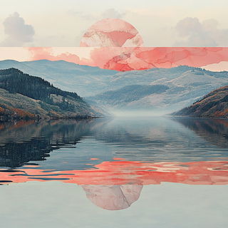 Sumi Overdye style, Midjourney V6.1: realistic landscape photograph of quiet dawn