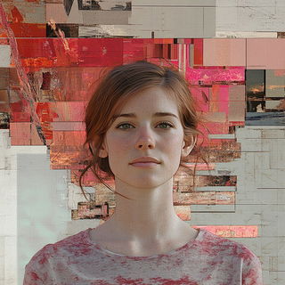 Sumi Overdye style, Midjourney V6.1: photographic portrait of female protagonist