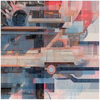 Sumi Overdye style, Midjourney V6.1: technical infrastructure blueprint schematics