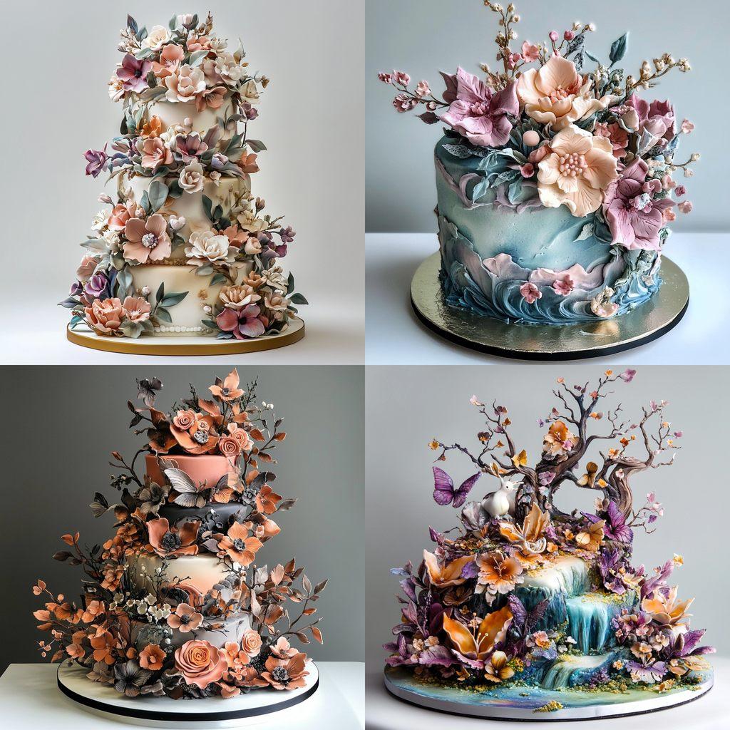 Cake design style, Midjourney V6.1, render 1 of 4