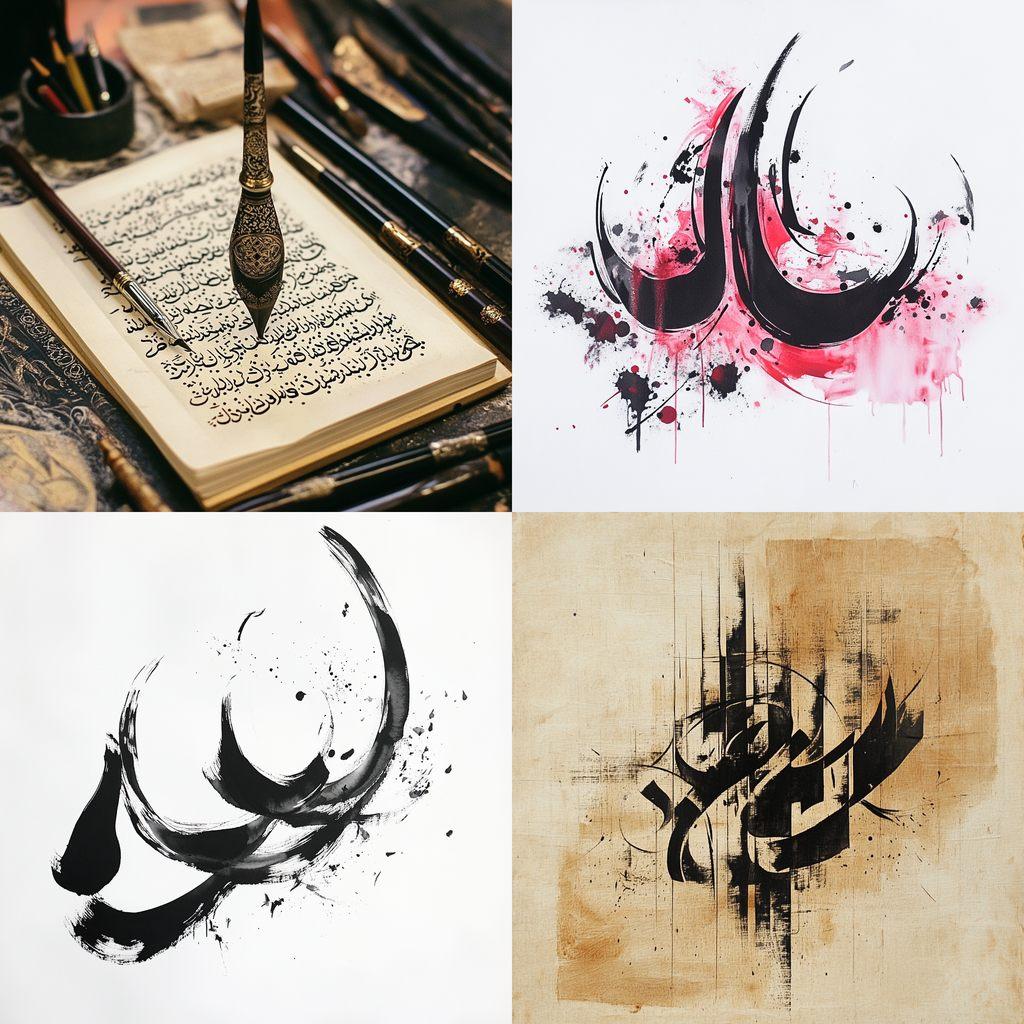 Calligraphy style, Midjourney V6.1, render 1 of 4