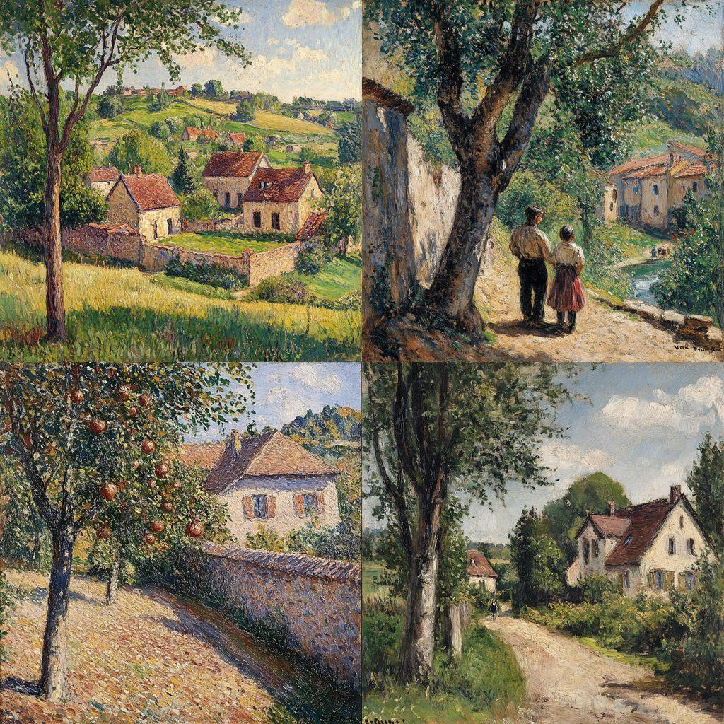 Camille Pissarro style, Midjourney V6.1, render 1 of 4