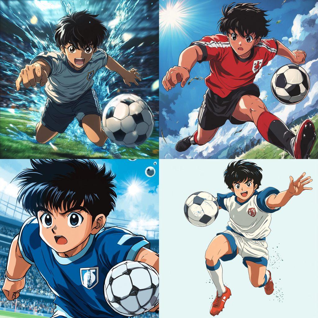 Captain Tsubasa style, Midjourney V6.1, render 1 of 4