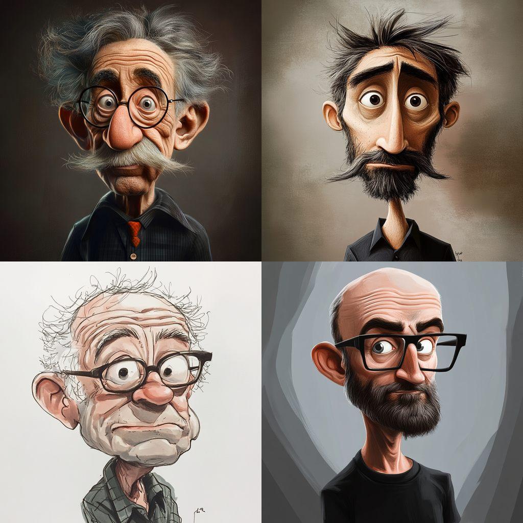 Caricature style, Midjourney V6.1, render 1 of 4