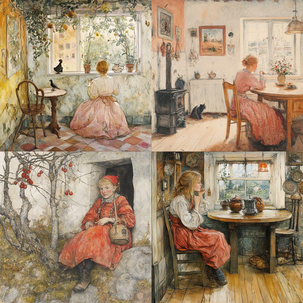 Carl Larsson style, Midjourney V6.1, render 1 of 4