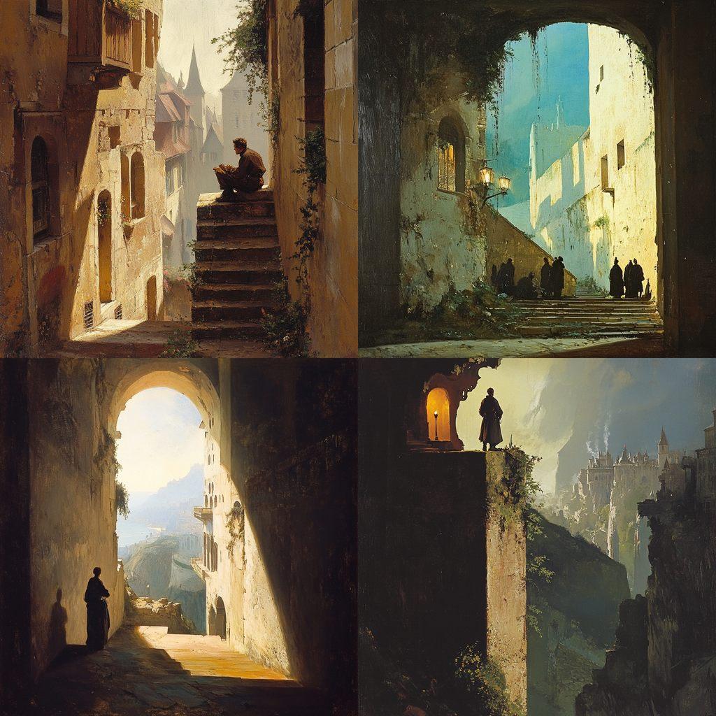 Carl Spitzweg style, Midjourney V6.1, render 1 of 4