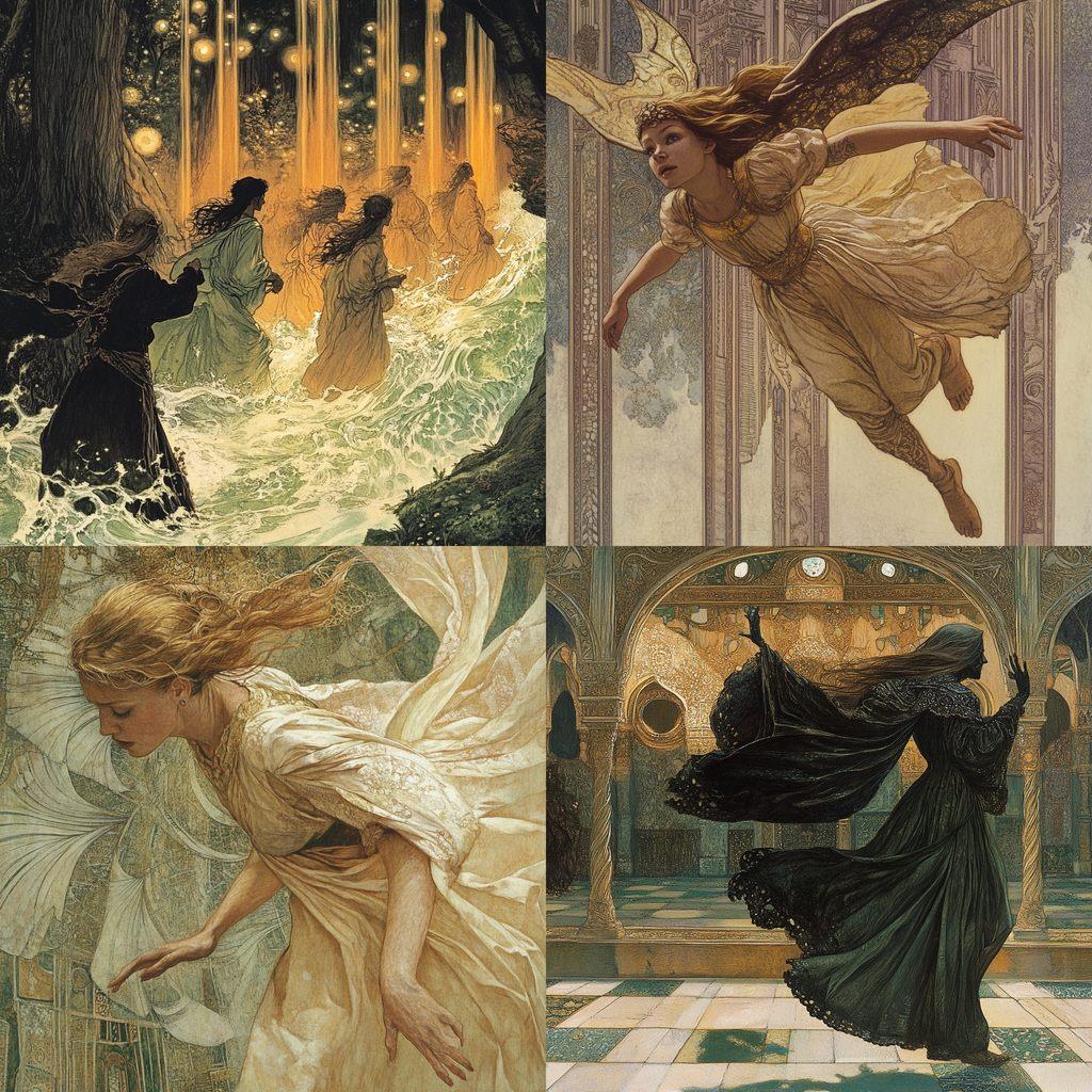 Carlos Schwabe style, Midjourney V6.1, render 1 of 4