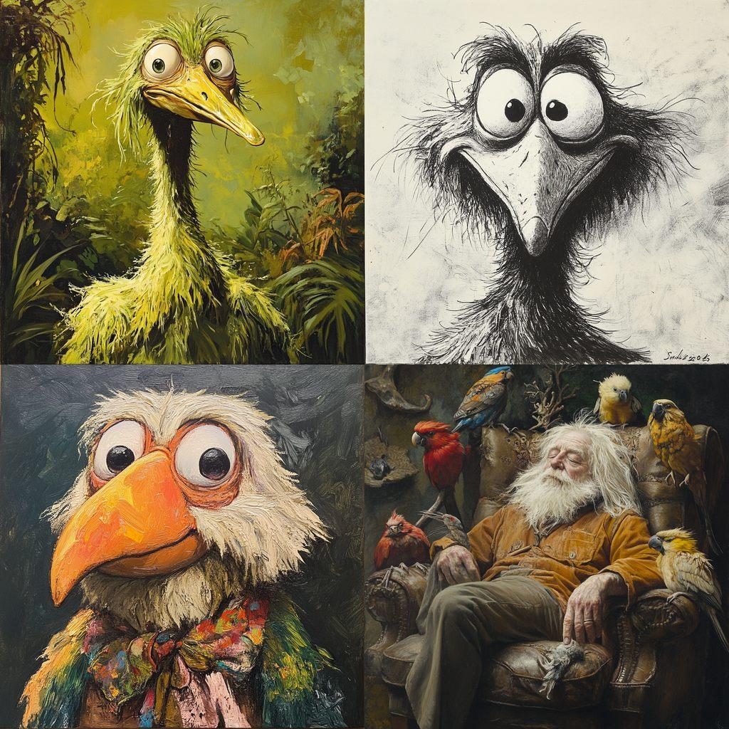 Caroll Spinney style, Midjourney V6.1, render 1 of 4