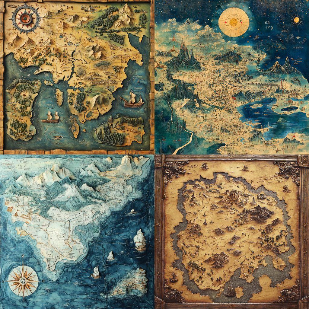 Cartography style, Midjourney V6.1, render 1 of 4
