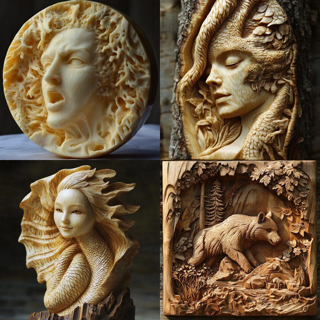 Carving style, Midjourney V6.1, render 1 of 4