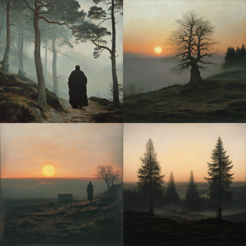 Caspar David Friedrich style, Midjourney V6.1, render 1 of 4