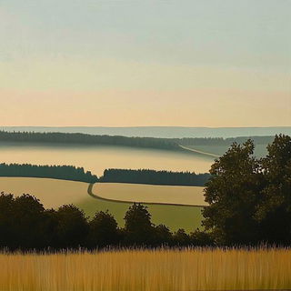 Bluewind Storycut style, Midjourney V6.1: realistic landscape photograph of quiet dawn