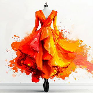 Moonstone Lithographs style, Midjourney V6.1: haute-couture fashion outfit