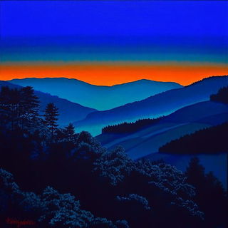 Cinematogravure style, Midjourney V6.1: realistic landscape photograph of quiet dawn