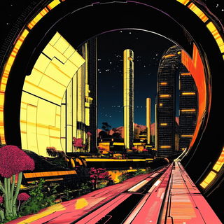 Prismcut style, Midjourney V6.1: megacity with futuristic bioarchitecture