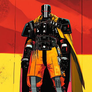 Prismcut style, Midjourney V6.1: concept art character design of retropunk steam knight